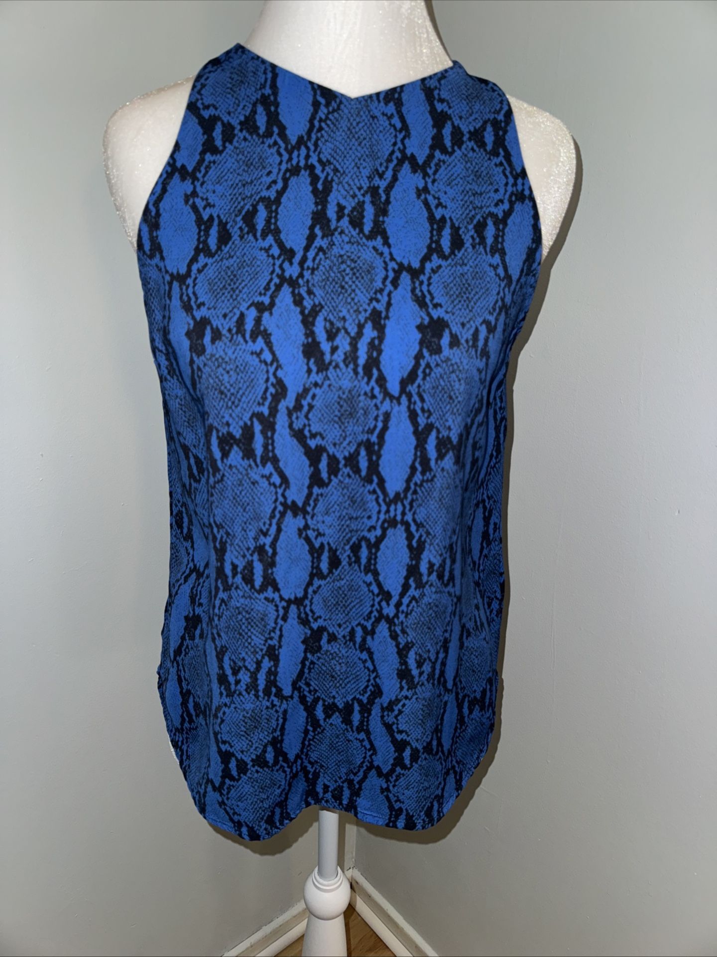 A.L.C. Blue Snake Print Sleeveless Top