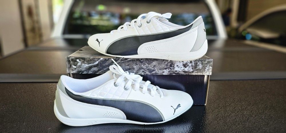 Puma Men Women Shoes Drift Cat White Black Gray Synthetic Leather size 12 mens