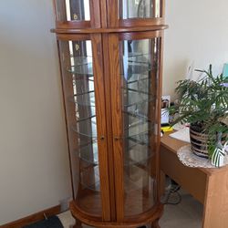 Solid oak Corner Curio Cabinet 
