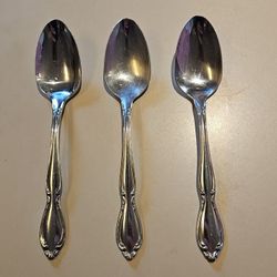 Oneida CANTATA Set of 3 Teaspoons Stainless Steel Glossy Flatware