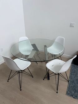 Glass Dining table with four chairs