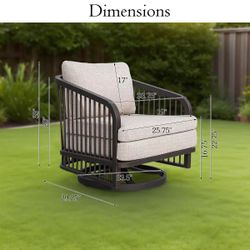 ❤️‍🔥 Asheville Patio Aluminum Swivel Club Chair Lounge Chair With Cushions$175
