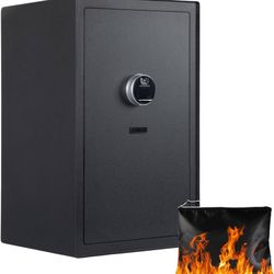 1822  4.6 Cu.Ft Large Home Safe, Heavy-Duty Digital Security Safe with Fingerprint Lock, Built-In Drawer & Removable Shelf, Fireproof & Waterproof Bag