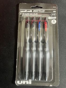 Uniball 207 Plus+ Gel Pens 4-Pack Assorted