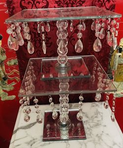 2 Mirrored Chrystal Cake Stands