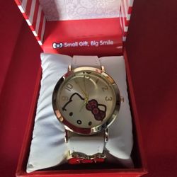 Hello Kitty Woman's Watch White Leather Band