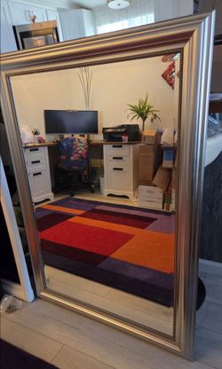 Large 51.5" x 57" Silver framed mirror