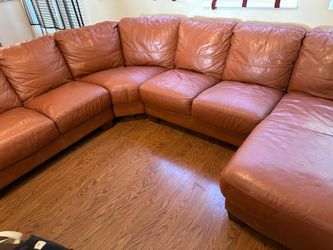 Brown leather couch