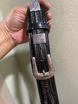 vintage. Nocona Genuine Leather Silver  buckle Belt - Size 38 women’s