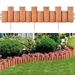  New 6pcs Garden Wooden Short Fence, Brown