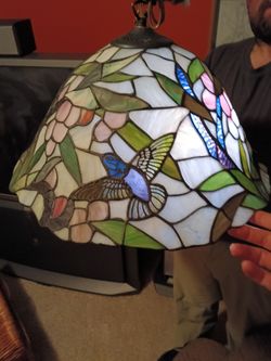 Tiffany style light fixture stained glass
