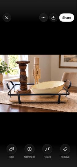Serving tray, candle holder, wooden nutcracker and ceramic bowl