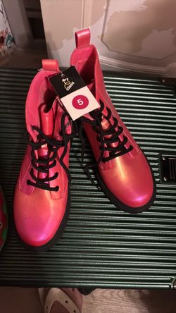 Pink metallic boots