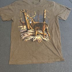 XL Brown Tie-Dye Winter Deer Buck Mens Short Sleeve T-Shirt