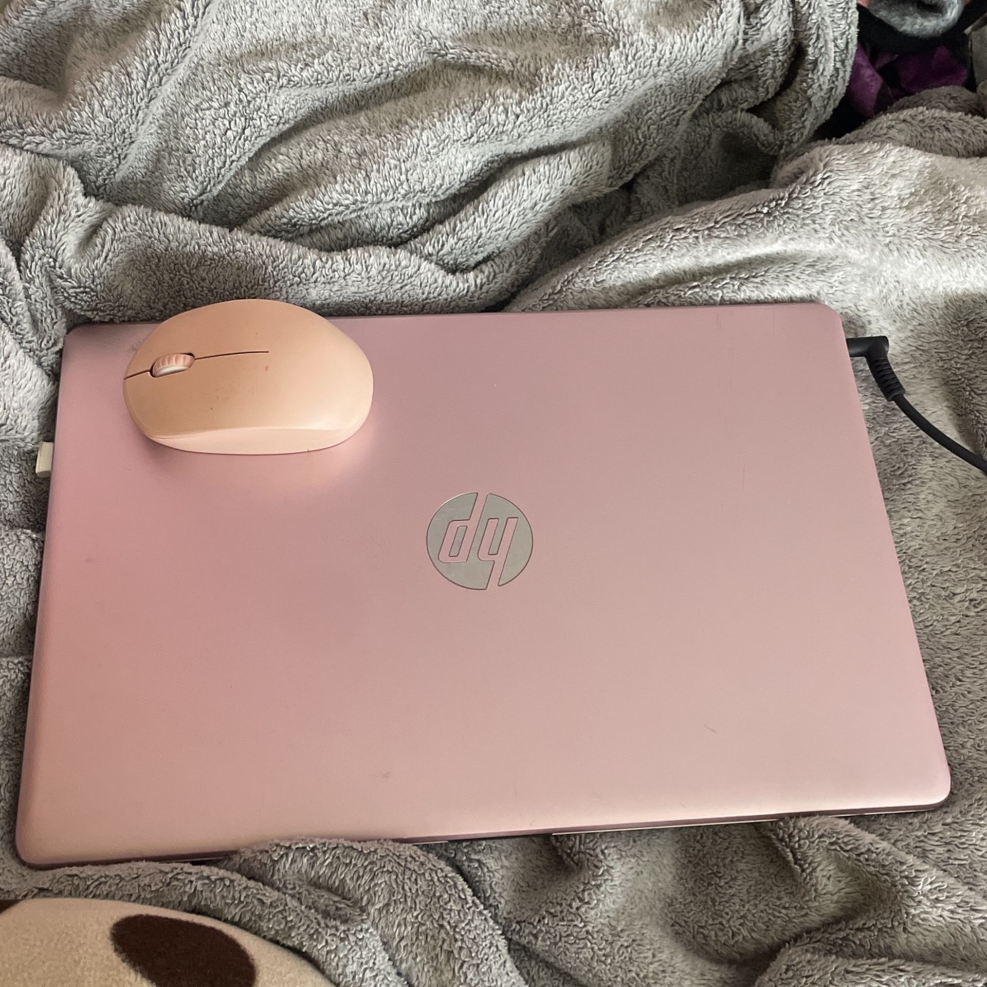 HP 14inch Laptop  w/ pink Mouse, And Charger