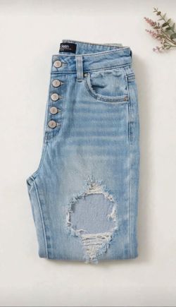 Light Wash Distressed Button-Fly Jeans