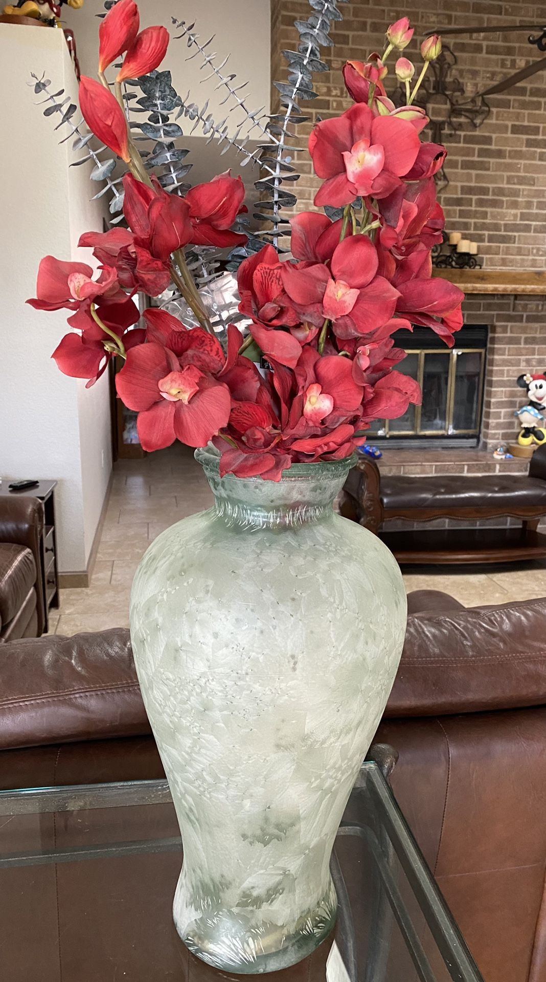 Large Tall Vase & Artificial Flowers