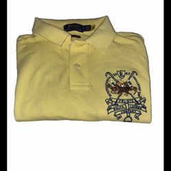 POLO RALPH LAUREN Men’s Yellow Custom Slim Fit Big Triple Pony Polo Shirt Size S