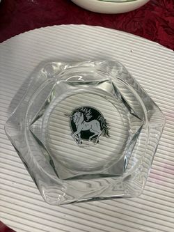 Vintage Glass Ashtray Unicorn Berney Karp 1981