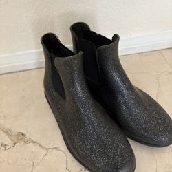 Girls Black Glitter Ankle Bootie Size 2