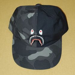 Bape color camo shark panel cap black Hat A BATHING APE