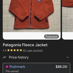 Patagonia Dark Orange Fleece Jacket Toddler Size 5/6