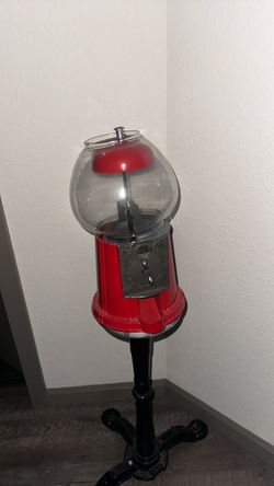 Red Gumball Machine on Stand