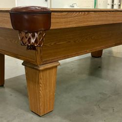 $1499 Grand Total Delivered & Installed! Olhausen 8 Foot Oak Finish Taper Leg Pool Table