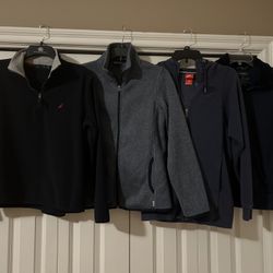 4 Ladies’ Navy or Slate Blue Zip-up Fleece and Sweatshirts - fit as size small/medium-$20 for all