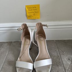 Lulus White Harper Satin Wedding Shoes Size 7.5