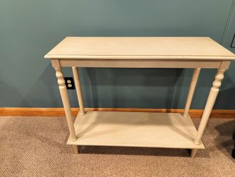 White Wood Console Table with Lower Shelf