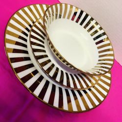 Ciroa Luxe Side Plates Gold metallic striped accent Luxurious Table Dinnerware