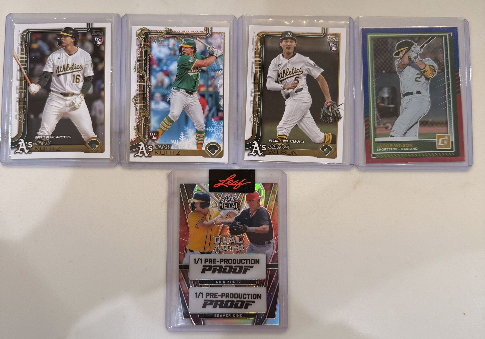 2025 RC Card Lot (5) Nick Kurtz RC of The Year 1/1 Plus Jacob Wilson RC A’s RC
