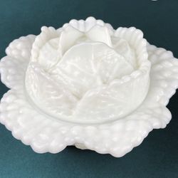 Milk Glass Cabbage Shaped Dish