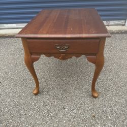 Wooden Side Table With a Drawer  27” deep  22” wide  22” tall 