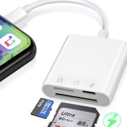 SD Card Reader for iPhone iPad with Lightning Port, SD & Micro SD Dual Slots Memory Card Reader for Digital Trail Camera Card Adapter SD Card Viewer, 
