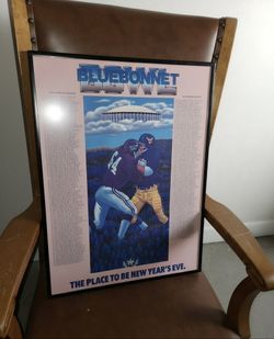 Vintage Bluebonnet Bowl Football Commemorative Poster Framed Houston Astrodome Rare