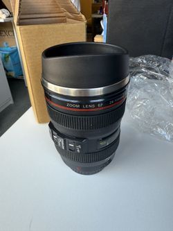 camera lens coffee tumbler