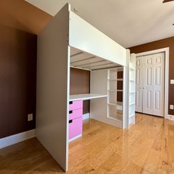 IKEA Loft Bed with Desk (includes mattress)