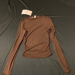 Oh Polly Ruched Long Sleeve-Brown 
