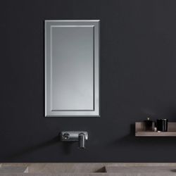 Mirror on Mirror Rectangular Wall Mirror Beveled Edge Polished Frameless, Bathroom Wall Mirror