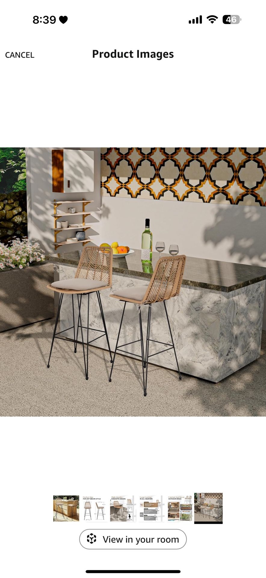 BRAND NEW !!! 4 Outdoor/Indoor Rattan Bar Stools