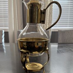Princess House Brass Accent Coffee Carafe & Stand