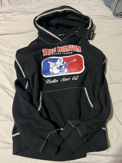 Black true religion baseball stitch hoodie