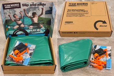 Team Magnus XL Slip & Slide 31 FT Double Racing Water Slide w/ Crash Pad