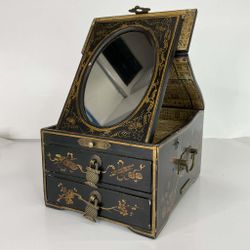 Charlie Lapson Black & Gold Lacquered Jewlery Box 