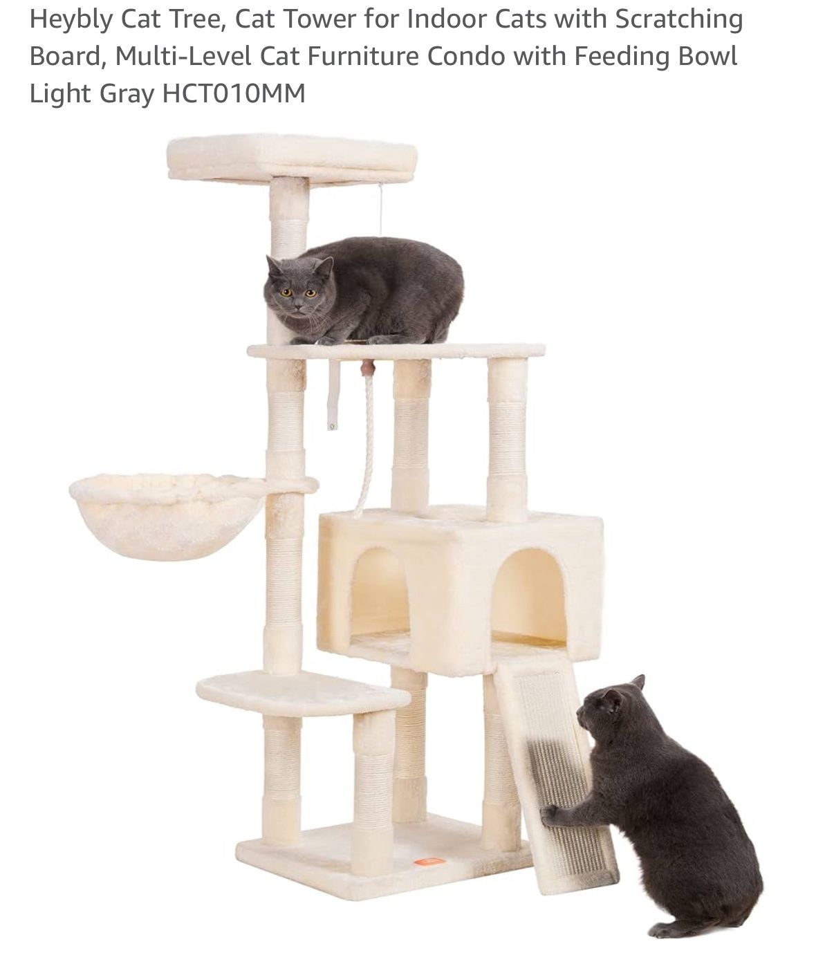  Cat Tree 59”, Cat Tower for Indoor Cats with Scratching Board