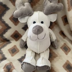 G WURM REINDEER PLUSH TOY, GREY AND WHITE ELK, 10.5”