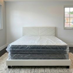 QUEEN Size Bed With Mattress And Box Spring Set New Bed Set Queen Mattress Bed // CAMA Queen Size Nueva 