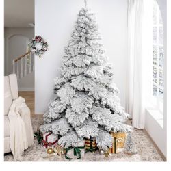 NEW Unopened Box 7.5 Foot Flocked Artificial Christmas Tree